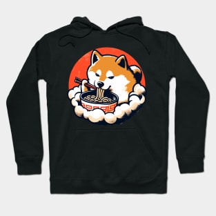 Funny Retro Shiba Inu Eat Ramen Hoodie